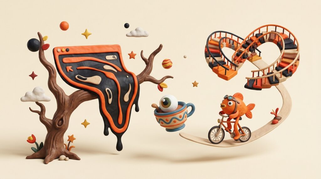 A melting browser window, an eyeball in a teacup and other surreal oddities, for weird and strange websites